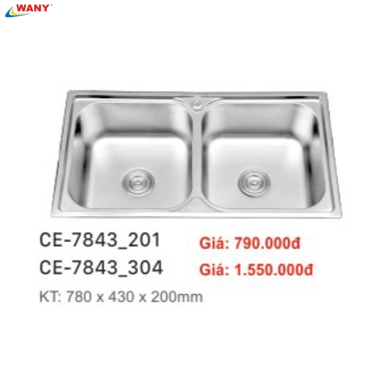CHẬU RỬA CHÉN INOX WANY 22